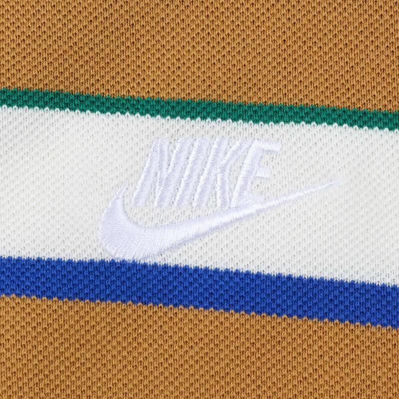 Nike Club Gestreiftes Outdoor Freizeit Langarm Poloshirt Herren Oberteile Leinen Weiß FZ0824-133