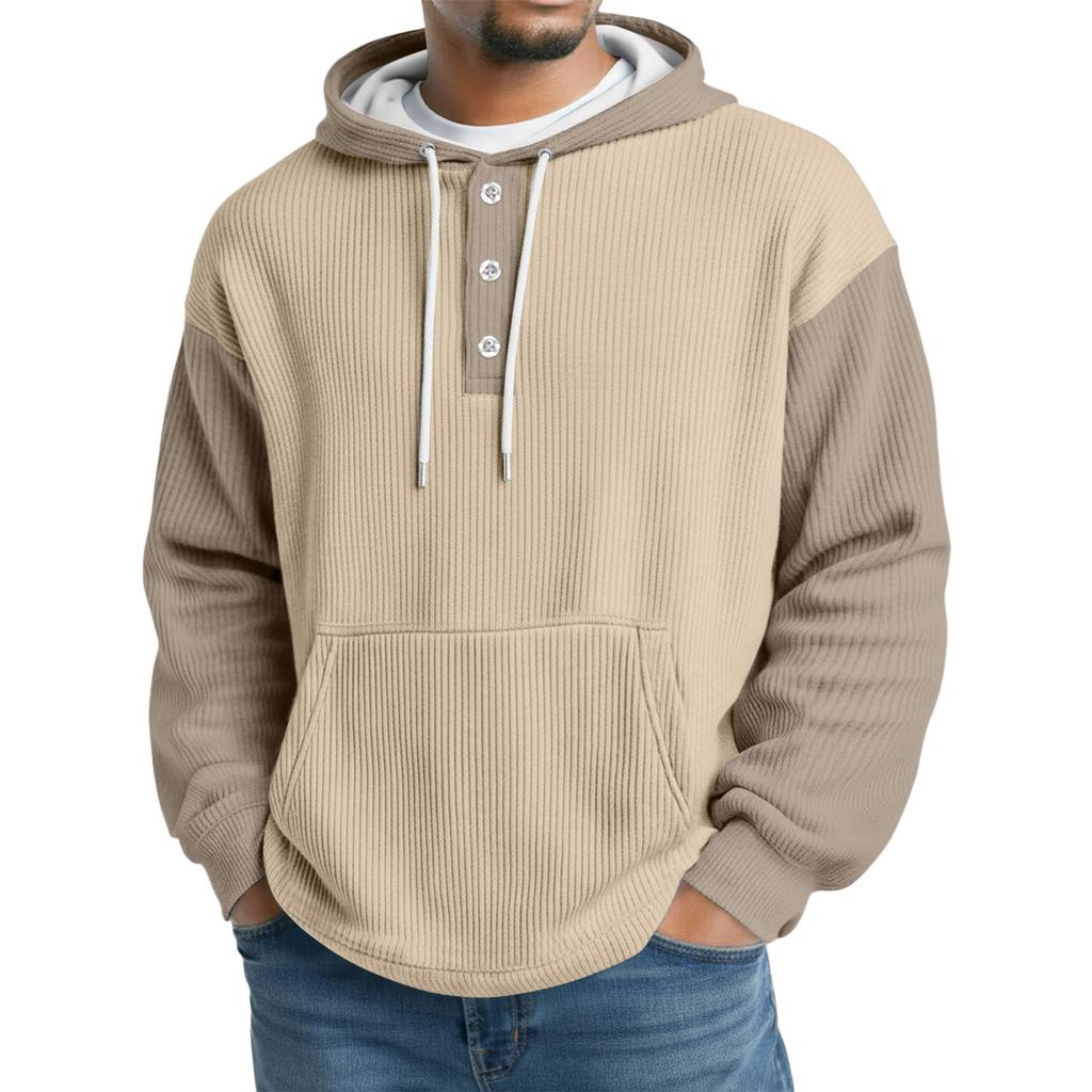 Men's Knit Hooded Sweatshirt Casual Long-Sleeve Sweatshirt