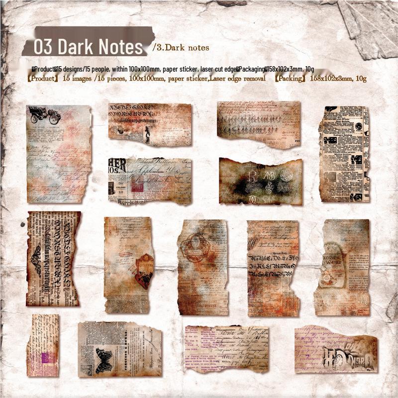 Yan Ji Retro Burned Fragments Journal Sticker Pack - 6 Varieties