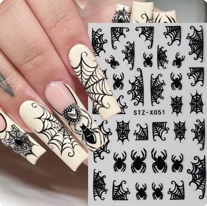 

Наклейки для дизайна ногтей в виде паука, 3D самоклеящиеся наклейки для дизайна ногтей в виде паутины и паука, акриловые украшения для ногтей для женщин, праздничный шарм для ногтей