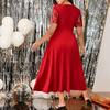 Plus Size Formal Dress for Women Lace Short Sleeve A-line Dress Mother of The Bride Wedding Guest Evening Gown
