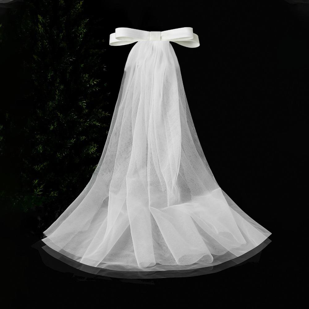 Short Wedding Bridal Veil Gauze Pearl Bow Veil Delicate White Bridal Tulle  Wedding Dress
