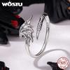 WOSTU 925 Sterling Silver Edgy Gothic Demon Wing Claw Ring For Women Retro S925 Silver Punk Adjustable Rings Halloween Gift