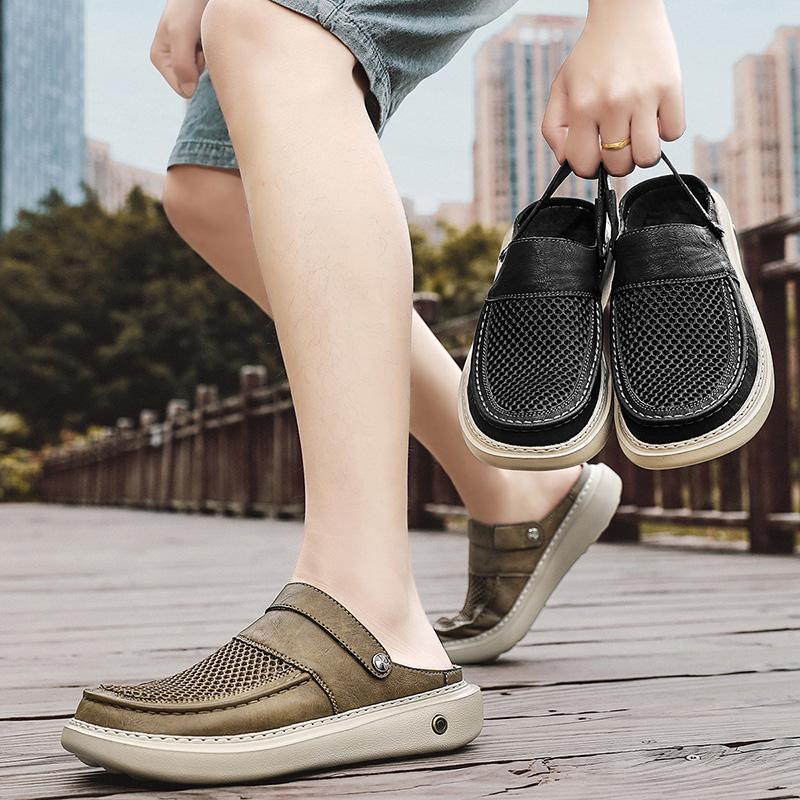 Summer Men Sandals Genuine Leather Mens Casual Shoes Outdoor Men Leather Sandals for Men Beach Shoes Roman Mens Shoes