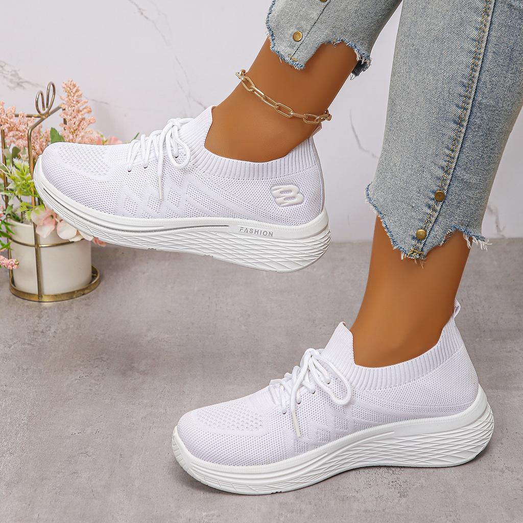 Fashion Cool Breathable Lace Up Mesh Sneakers Women Autumn Soft Wedge Heel Thick Bottom Sneakers Comfort Non Slip Light Running Shoes