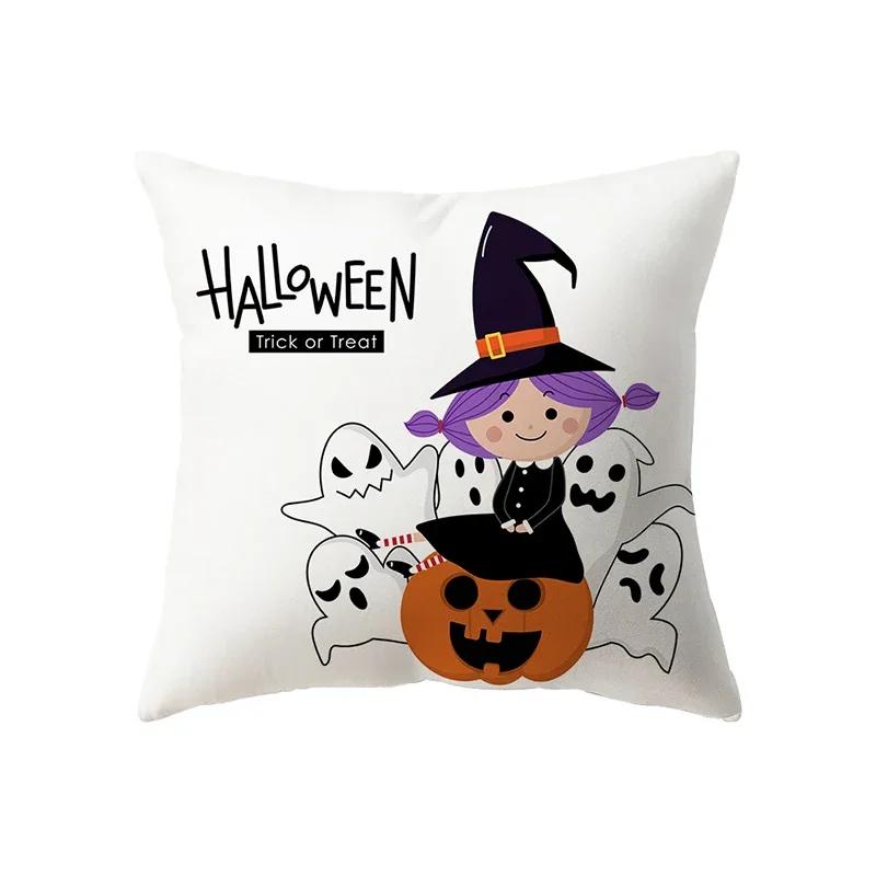 Halloween Theme Horror Pumpkin Print Pattern Cushion Cover Home Living Room Sofa Decoration Square Pillow