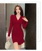 Sexy bottoming hip skirt New women's clothing Celebrity temperament Muse fan v-neck slim dress