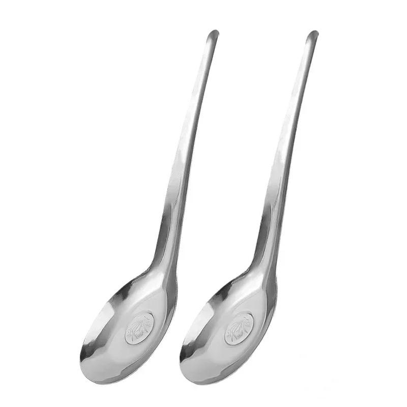 5/1Pcs Stainless Steel Rice Soup Spoon Chinese Spoon Cutlery Cooking Utensil Table Spoon with Long Handle for Kitchen Restaurant