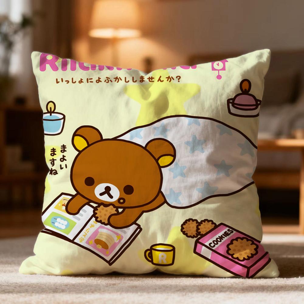 Fashion R-RRilakkuma Cushion Cover Soft Washable Pillow Case Multi-Scene for Couch Bed Travel Office Use