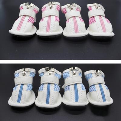 Pet Puppy Teddy Mesh Zipper Sneakers Breathable Magic Tape Closure Cat Dog Shoes