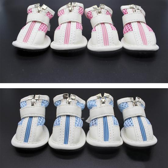 Pet Puppy Teddy Mesh Dragkedja Sneakers Andas Magic Tape Stängning Cat Dog Skor
