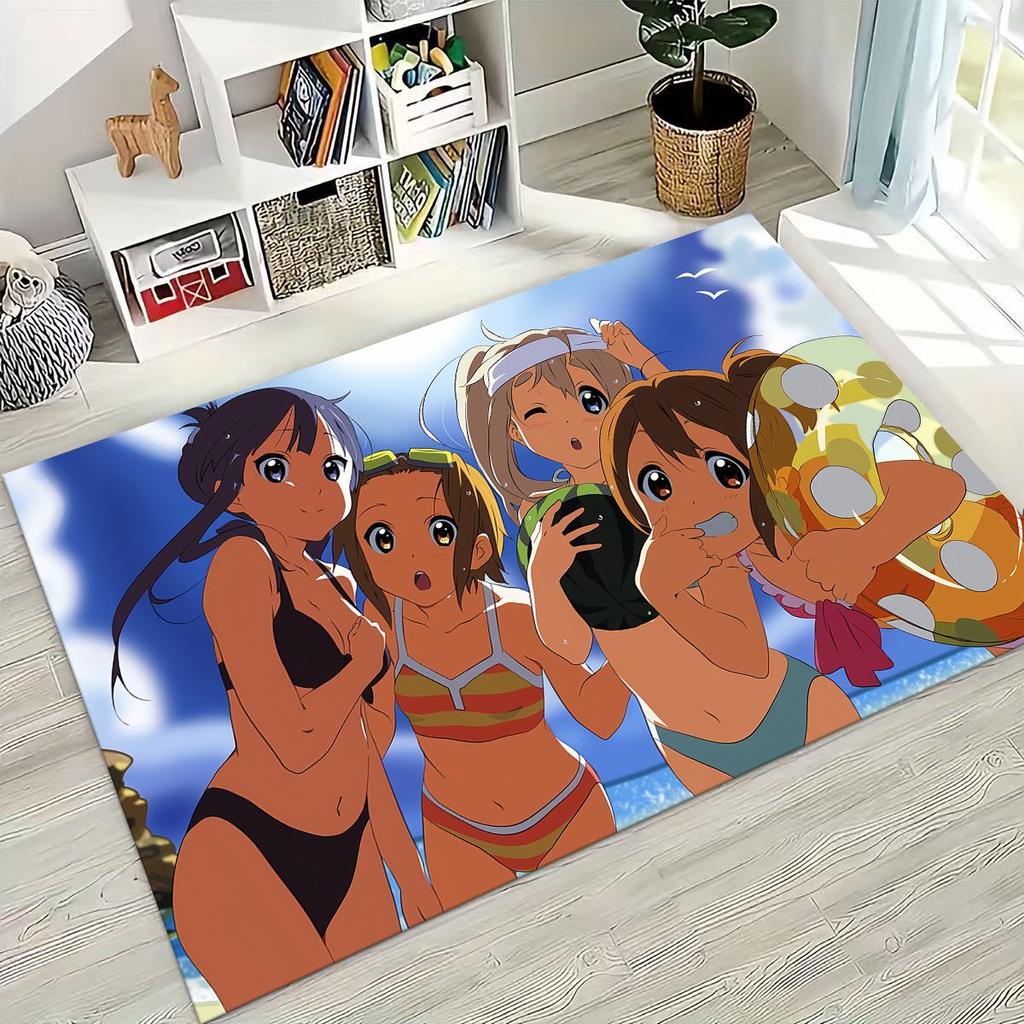 Anime K-ON Kawaii Girl Hirasawa Yui Music Cartoon Rug for Bedroom Living Room Sofa Home Doormat Decor,Kids Non-slip Floor Mat