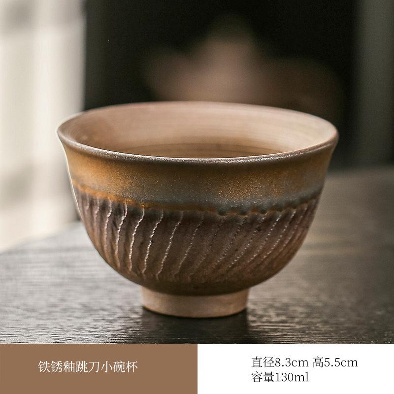 Retro Coarse Pottery Jumping Knife Craft Master Cup Teacup Tea Cup Single Cup Kung Fu Tea Set Household Teacup
