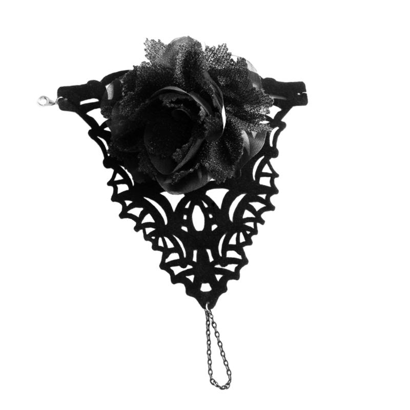 Готический черный кружевной цветочный браслет на запястье Викторианские аксессуары для костюма на Вечеринку Вампиров, Хэллоуин 1