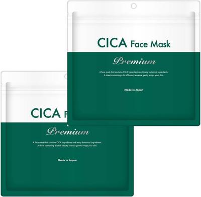 STAY FREE CICA Premium Face X 2 Bags Large Centella Asiatica Hyaluronic Sheet Face Made In Japan Mask, 30-pack (60 Sheets), Capacity, Extract, Acid,