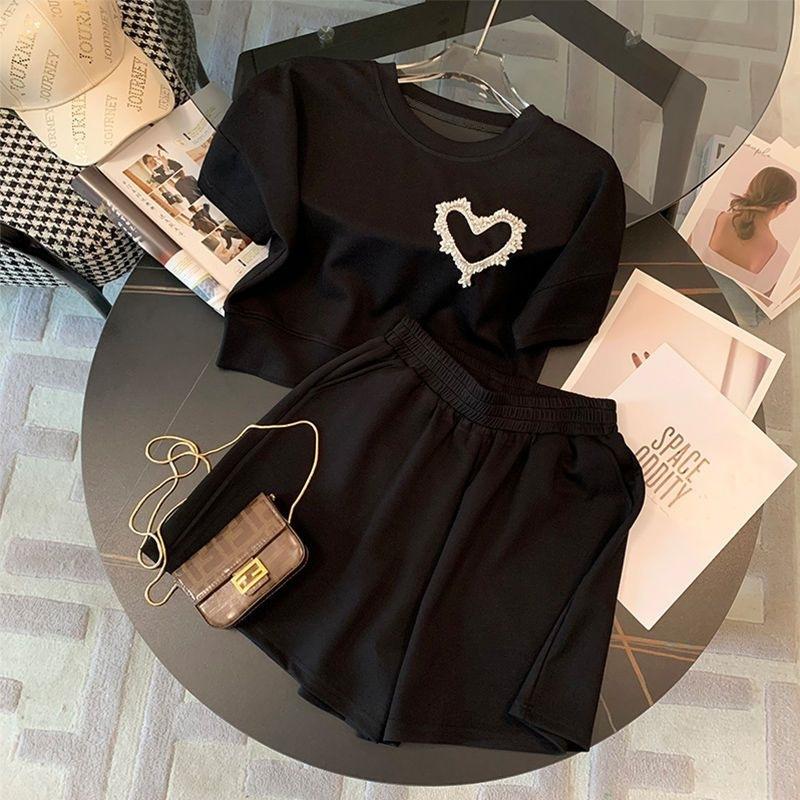 Large Size Aesthetic Casual Sportswear Suit Girls Summer Fashion Age-reducing Shorts Two-piece Set