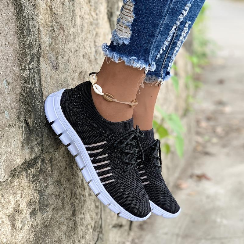 Prodyšné úpletové síťové tenisky pro ženy – lehké šněrovací běžecké boty