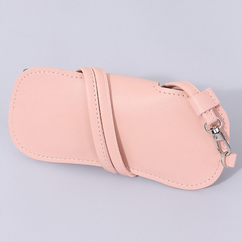 Solid Color Sunglasses Pouch PU Leather Hanging Sunglasses  Eyewear Accessories