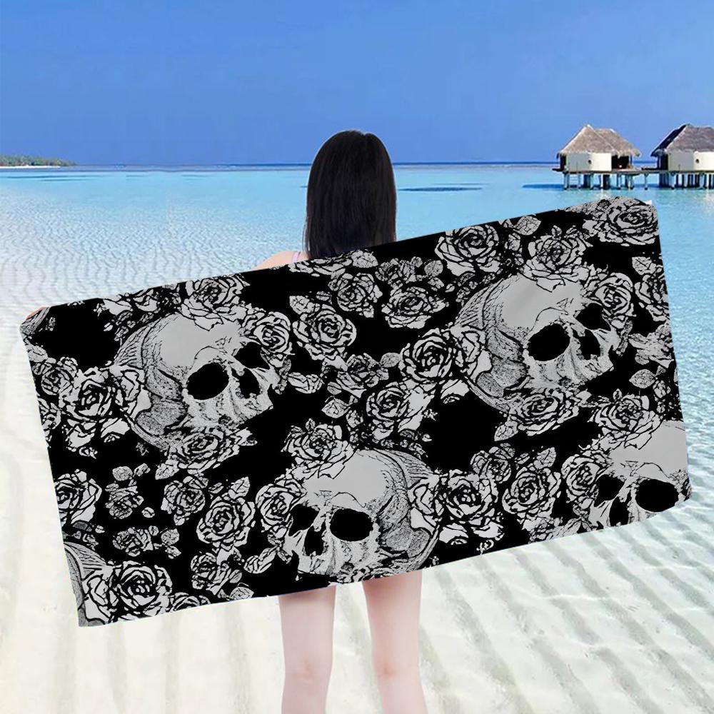 Crâne Horreur Sorcellerie Gothique Grandes Serviettes de Plage en Microfibre Serviette Sable Serviettes de Plage Serviette de Piscine pour Voyage Piscine Natation Yoga