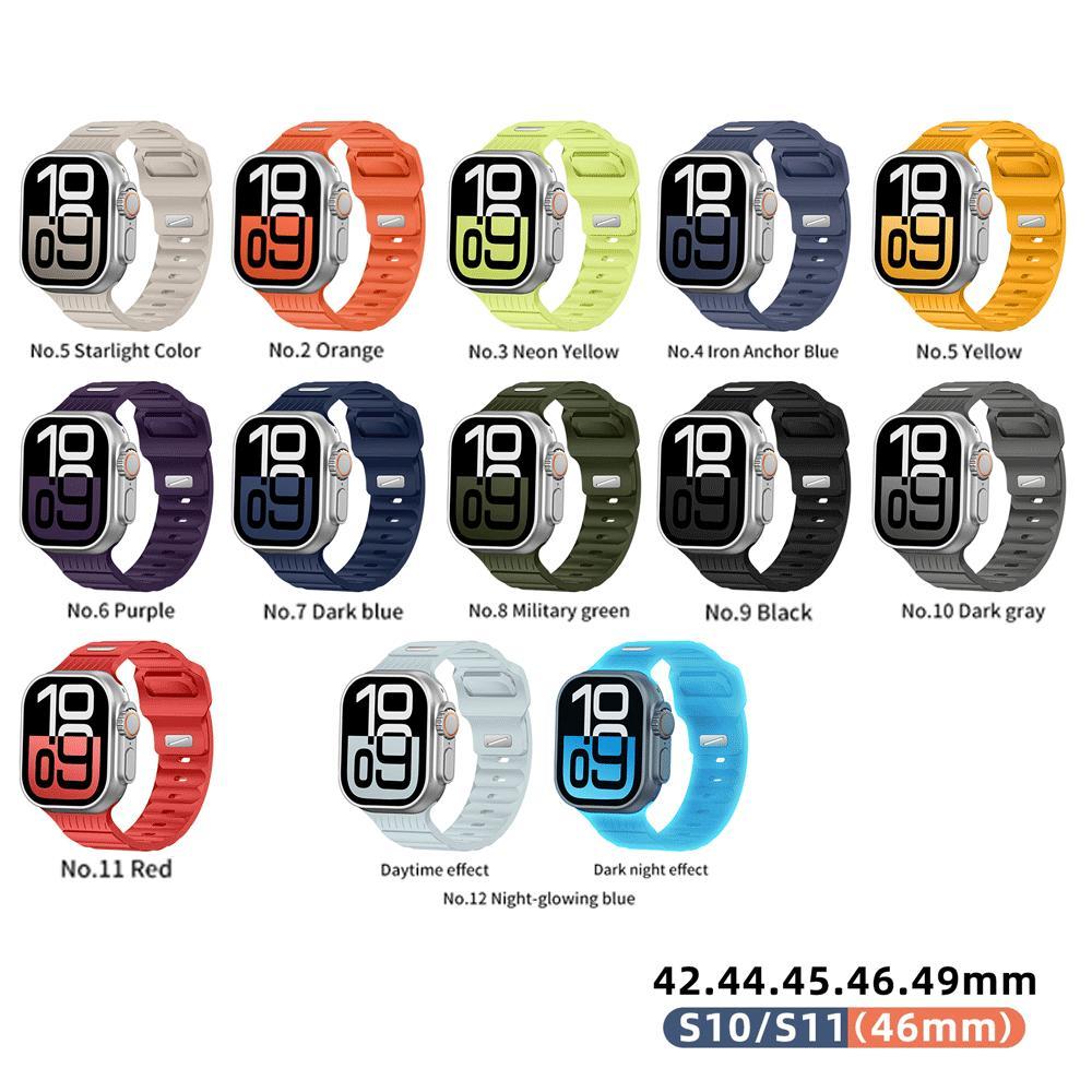 Night Glowing Sport Silicone Strap Correas Bracelet For Apple Watch Ultra Band for iWatch 42mm 44mm 45mm 46mm 49mm Watch Series 11 10 9 8 7 6 5 SE3