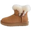 Women's Cow Horn Buckle Fashion Lightweight Soft Sole Winter Warm Fur One Snow Boots Padded Lining Non-slip Casual Sports Cotton Boots