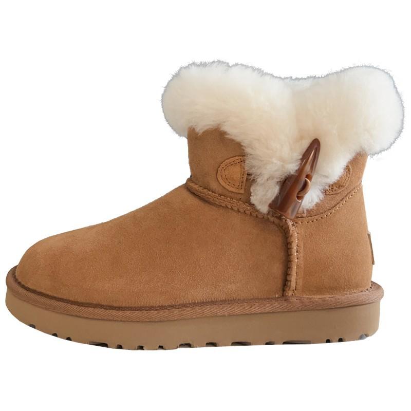 Women's Cow Horn Buckle Fashion Lightweight Soft Sole Winter Warm Fur One Snow Boots Padded Lining Non-slip Casual Sports Cotton Boots