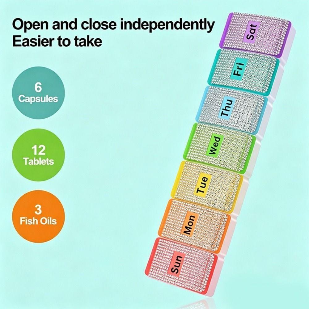 Sealed 7 Day Pill Case 7 Grids Pill Dispenser Portable Vitamin Storage Container Travel