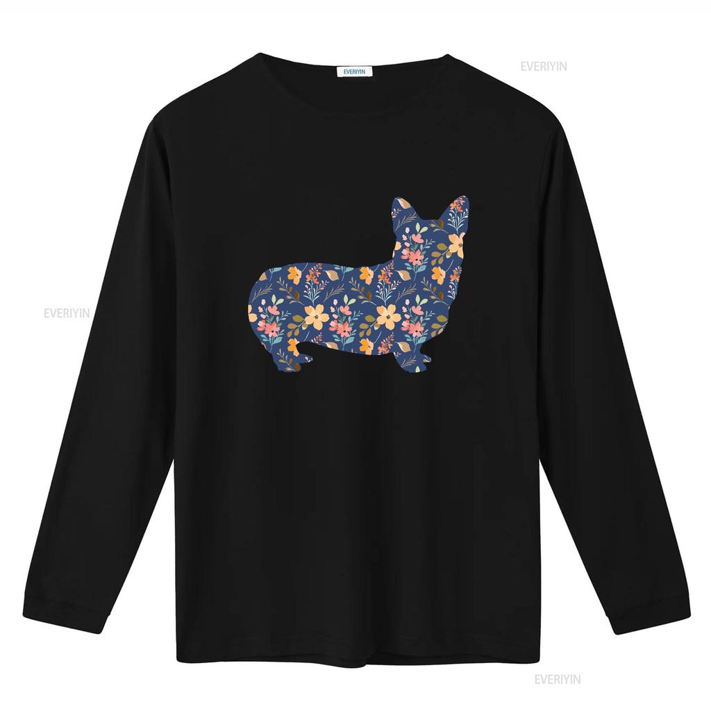 Corgi Floral T Shirt for Dog Moms Royal Design Lovers Pet Present Birthday Valentines Day Cute vintage Washed streetwear