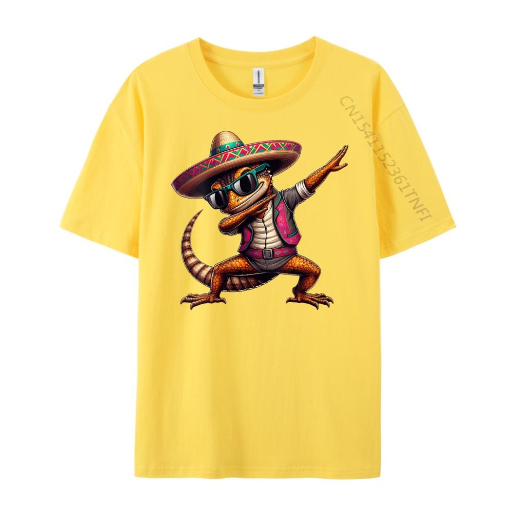 Dabbing Lizard Sombrero Poncho Cinco De Mayo Mexican Streetwear Men Printed T-Shirt