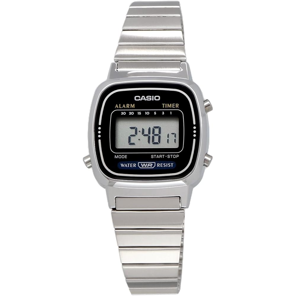 Casio LA670WD-1 Women's Digital Watch Silver Black Stainless Steel Design