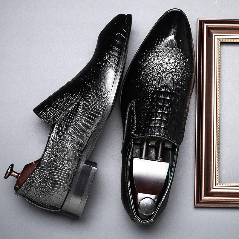 Handmade Mens Wedding Oxford Shoes Black Khaki Leather Brogue Men's Dress Shoes Slip On Business Formal Shoes For Men