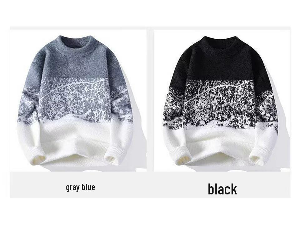 Men's Trendy Color Block Loose Pullover Sweater - Autumn/Winter Casual Wear for Teens & Adults