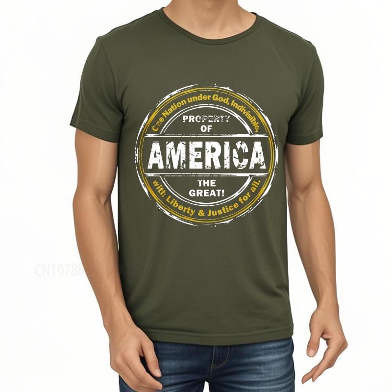 new cotton tshirt Cotton summer Man t shirt Property Of America The Great Short Sleeve Soft Round Neck Tshirt male teeshirt