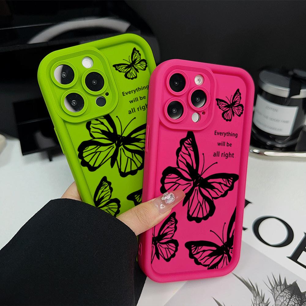 Line Butterfly Suitable for Apple 16 Mobile Phone Case New Iphone15promax Cartoon 13 Personality 17 Women's Anti Fall