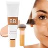 Bamboo Handle Makeup Brushes Flat Top Round Head Foundation Brush Beauty Tools
