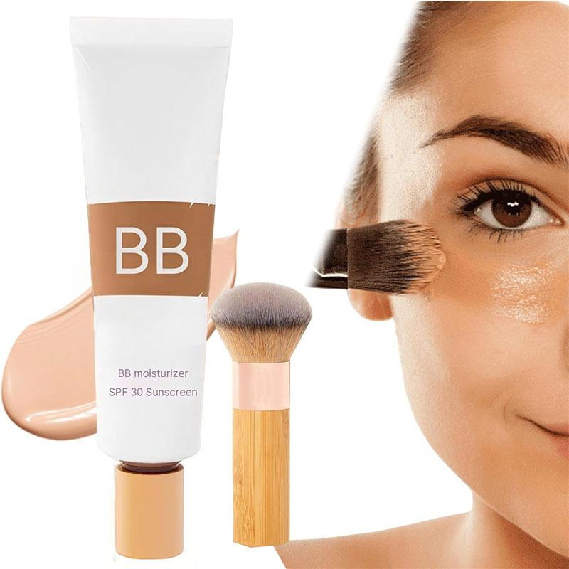 Bamboo Handle Makeup Brushes Flat Top Round Head Foundation Brush Beauty Tools