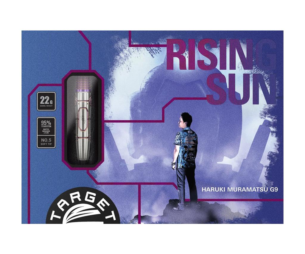 Target Japan Rising Sun G9 95% Tungsten K-Flex No.5 Soft Tip Dart Set, 22G | Rising Sun G9 K-Flex No.6 Shape Flights and Shafts, Black No.5