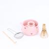 Set Matcha in Ceramica con Decalcomania a Cuore 2/4/5 Pezzi, Carino Set Matcha Include Ciotola Matcha, Frusta Matcha e Supporto, Cucchiaio di Bambù, Setaccio