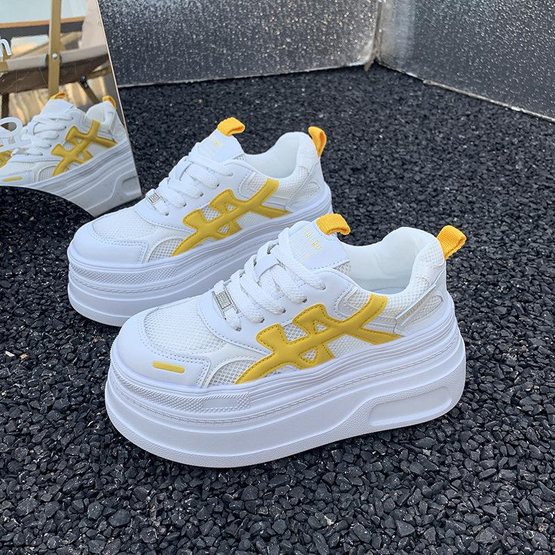 Height-increasing little white shoes women's new mesh spring and summer breathable 2025 casual sports dad shoes platform German training shoes