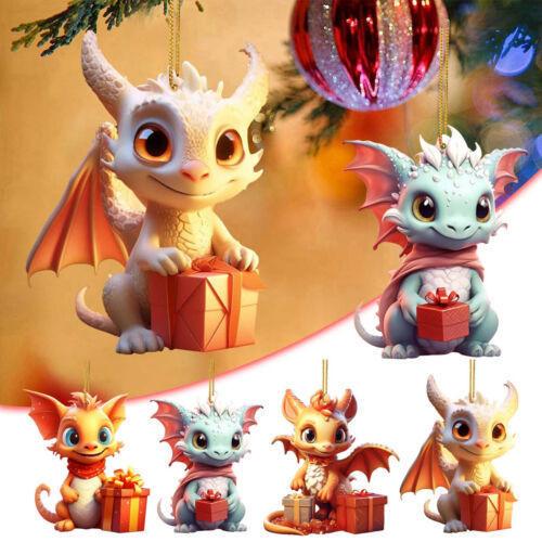 Cartoon Dragon Joyful Christmas Ornament Colorful Vehicle Hanging Decoration For Celebrations