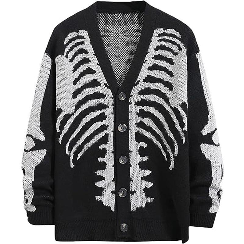 New Jacquard Halloween Knitted Cardigan Autumn/Winter Sweater Coat 2XL чёрный