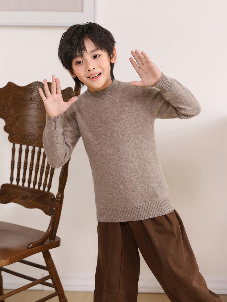 Pulover Premium pentru Copii din Cașmir Pur - Gât Mediu-Înalt, Tricot Cald de Toamnă/Iarnă pentru Băieți și Fete
