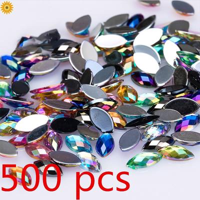 NAP 500Pcs Glitter Horse Eye Rhinestones 3D Nail Art Decorative Glue Acrylic