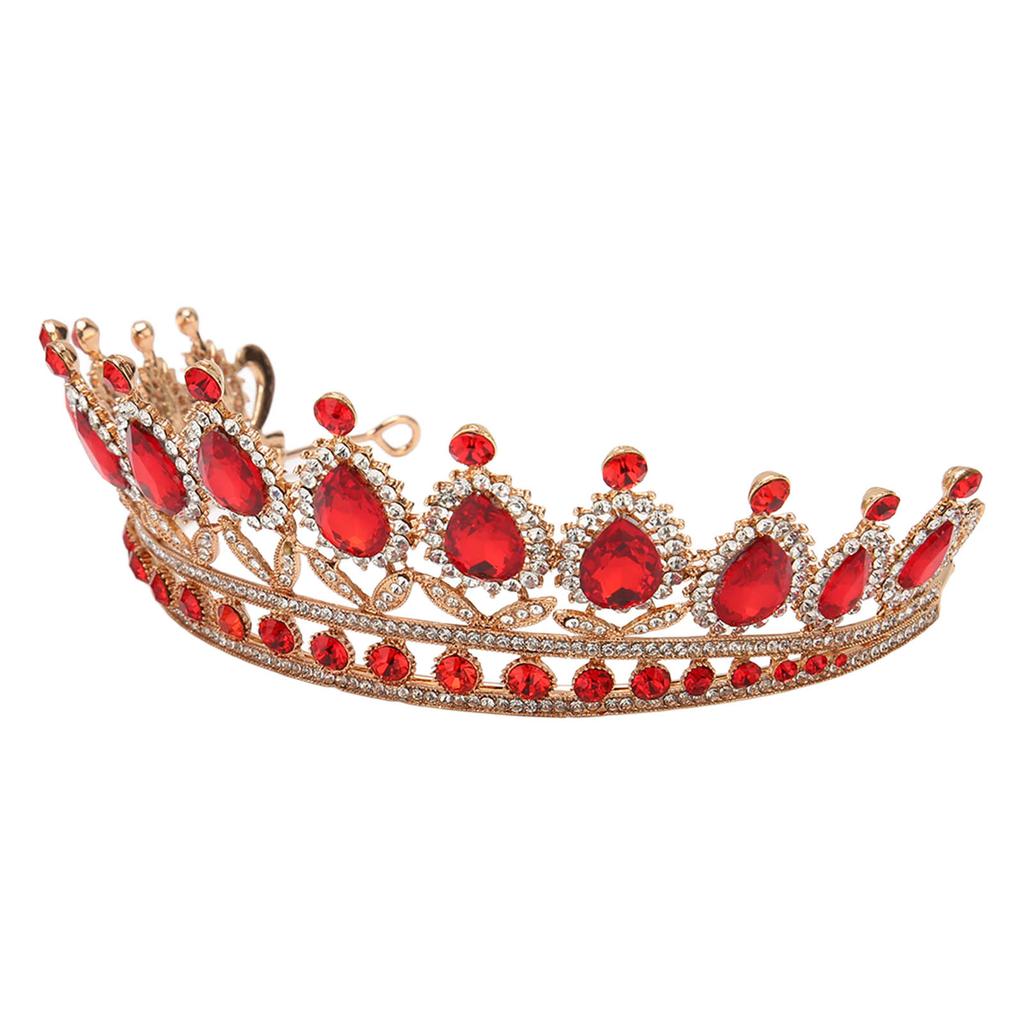 Crown Red Rhinestone Retro Semicircle Hair Accessories Crown for Wedding Party Prom