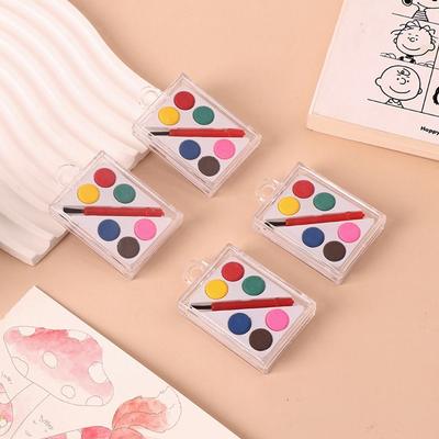 Portable with Painting Brush Watercolor Paint Set 6 Colors Washable Oil Painting Kit Solid Watercolor Pigment Prizes