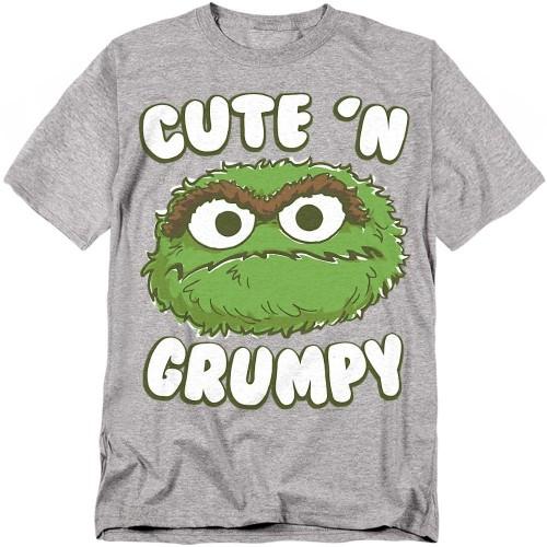Sesame Street Unisex Adult Cute N Grumpy Heather T-Shirt