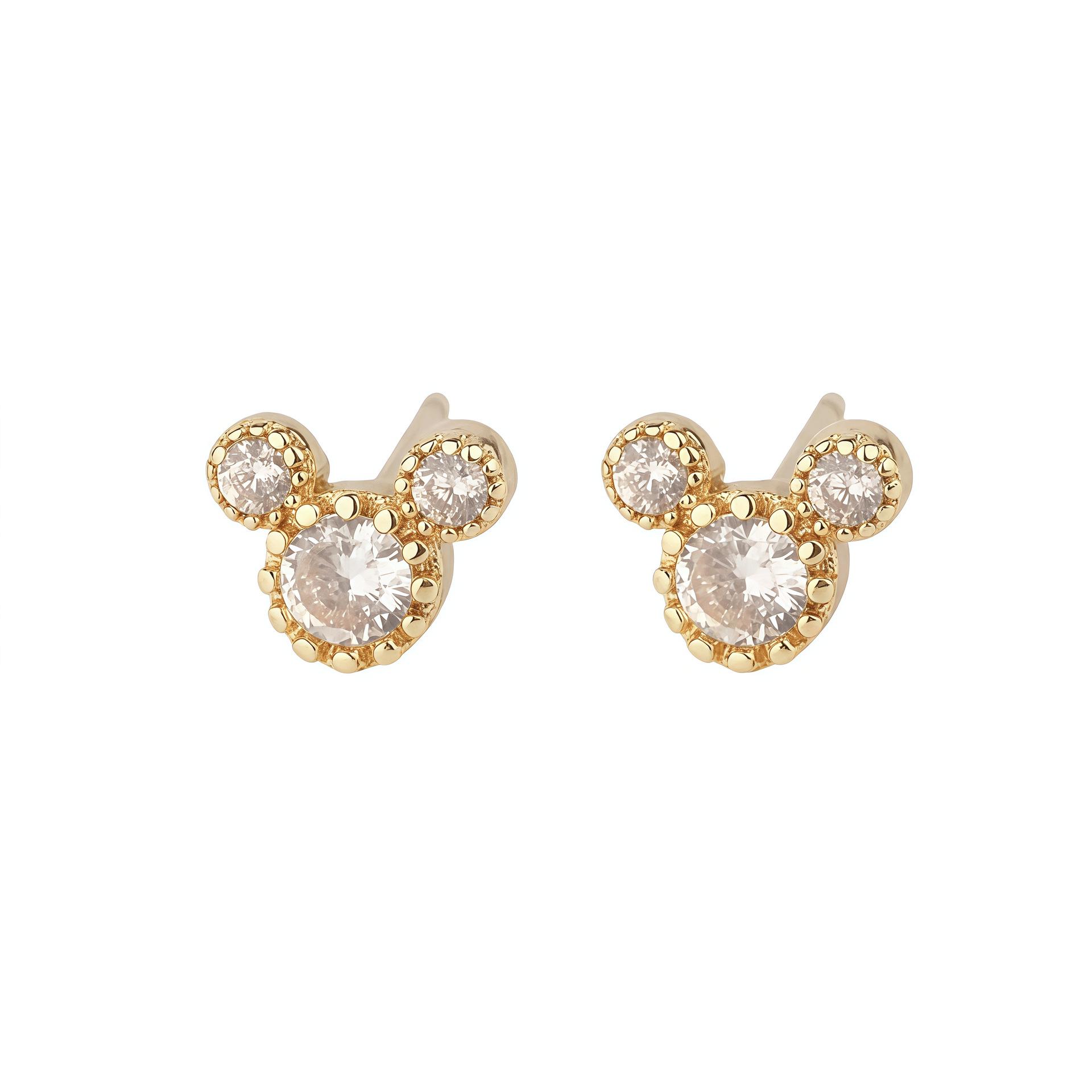 

S925 Sterling Silver Mickey Mouse Diamond Stud Earrings for Women - Unique 18K Design 925 Sterling Silver