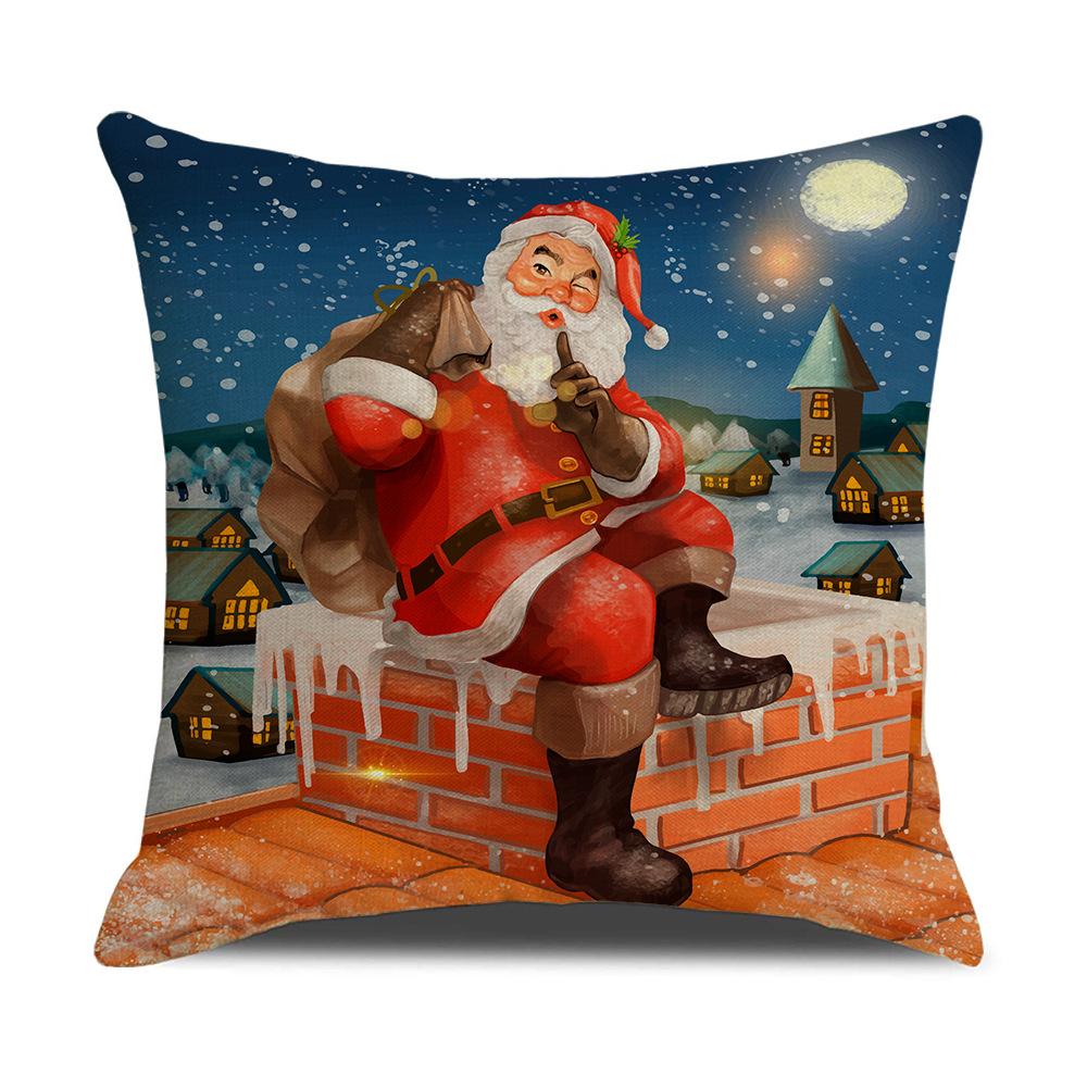 Cartoon Santa Claus Reindeer Series Linen Pillow Cover Nordic Office Sofa Cushion Cover Cushion Cover