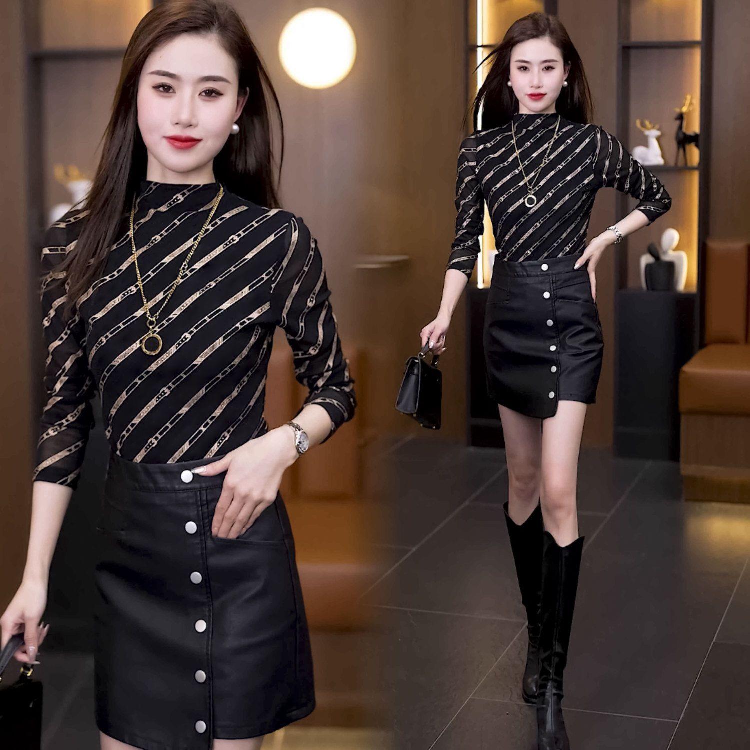 

Модная и универсальная осенняя базовая рубашка для женщин 4XL чёрный