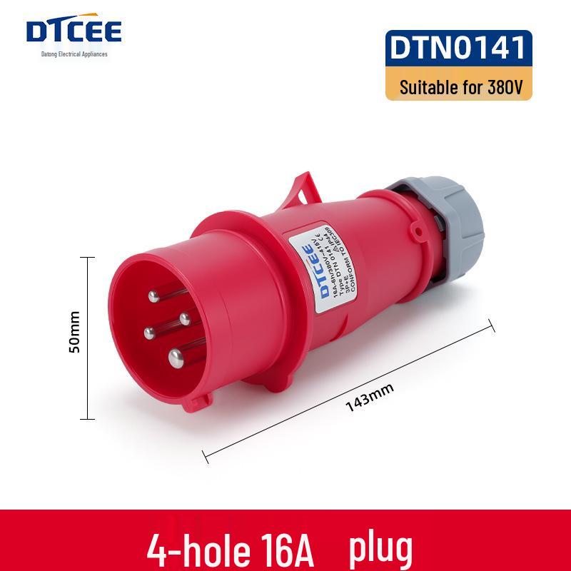 Non-Explosion-Proof Industrial Angled Seat Aviation Connector, Three-Phase, 3/4/5-Core, IP44, 16A/32A Plug